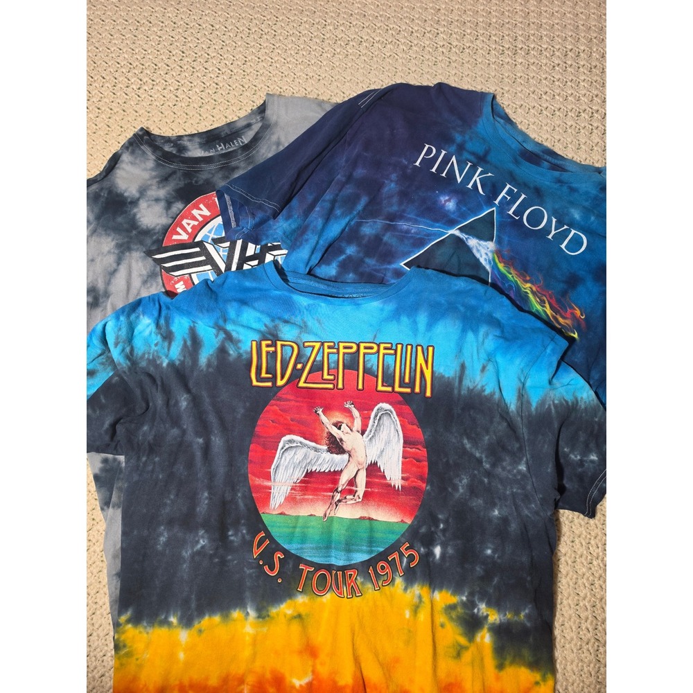 Led Zeppelin Pink Floyd Van Halen Band T-Shirt Bundle Mens 2XL Multi Excellent